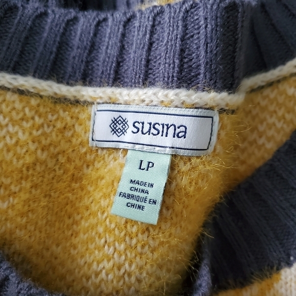 NEW SUSINA Buffalo Checkered Yellow Plaid Sweater - Picture 4 of 5